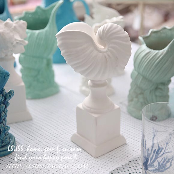 Ocean Series Mediterranean Style Conch Starfish Shell Coral Small Fish Ceramic Decoration Ornaments