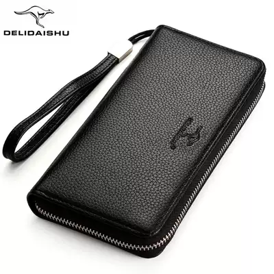 New Deli kangaroo wallet male long version zipper casual personality youth handbag soft leather student handbag