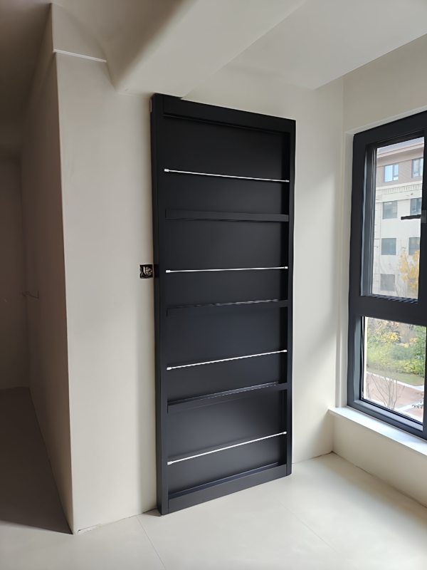 Medieval-Style Bookshelf Barn Door Magazine Invisible Track Hanging Rail Door Floating Trackless Ghost Door Sliding Creative Door