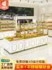 Bread display cabinet Island side cabinet Cake shop model cabinet Curved glass stainless steel titanium plated pastry display counter
