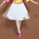 Юбка, красный белый танцующий чай улун Да Хун Пао, для среднего возраста