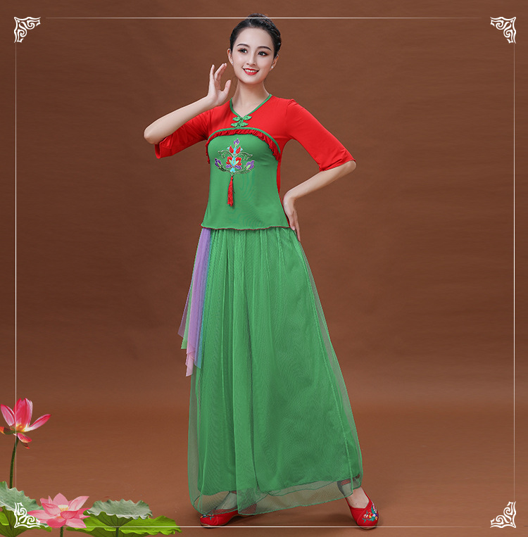 Plaza Vũ Costume New Set 2019 Quốc gia Khiêu vũ Trang phục của phụ nữ trung niên múa vũ cổ điển Fan Sông Performance Costume