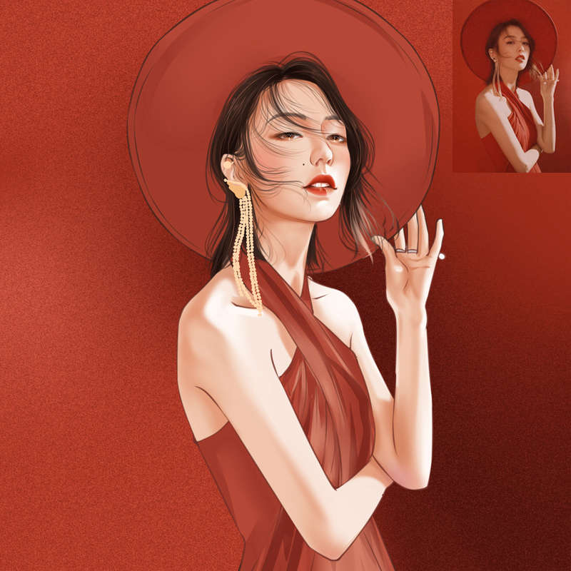 Figure oil painting realistic hand painted live-action photo WeChat avatar cartoon logo cartoon logo design transfer and set production