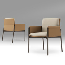 Light luxury dining chair single chair simple modern home leisure back chair saddle leather designer milk tea shop coffee chair