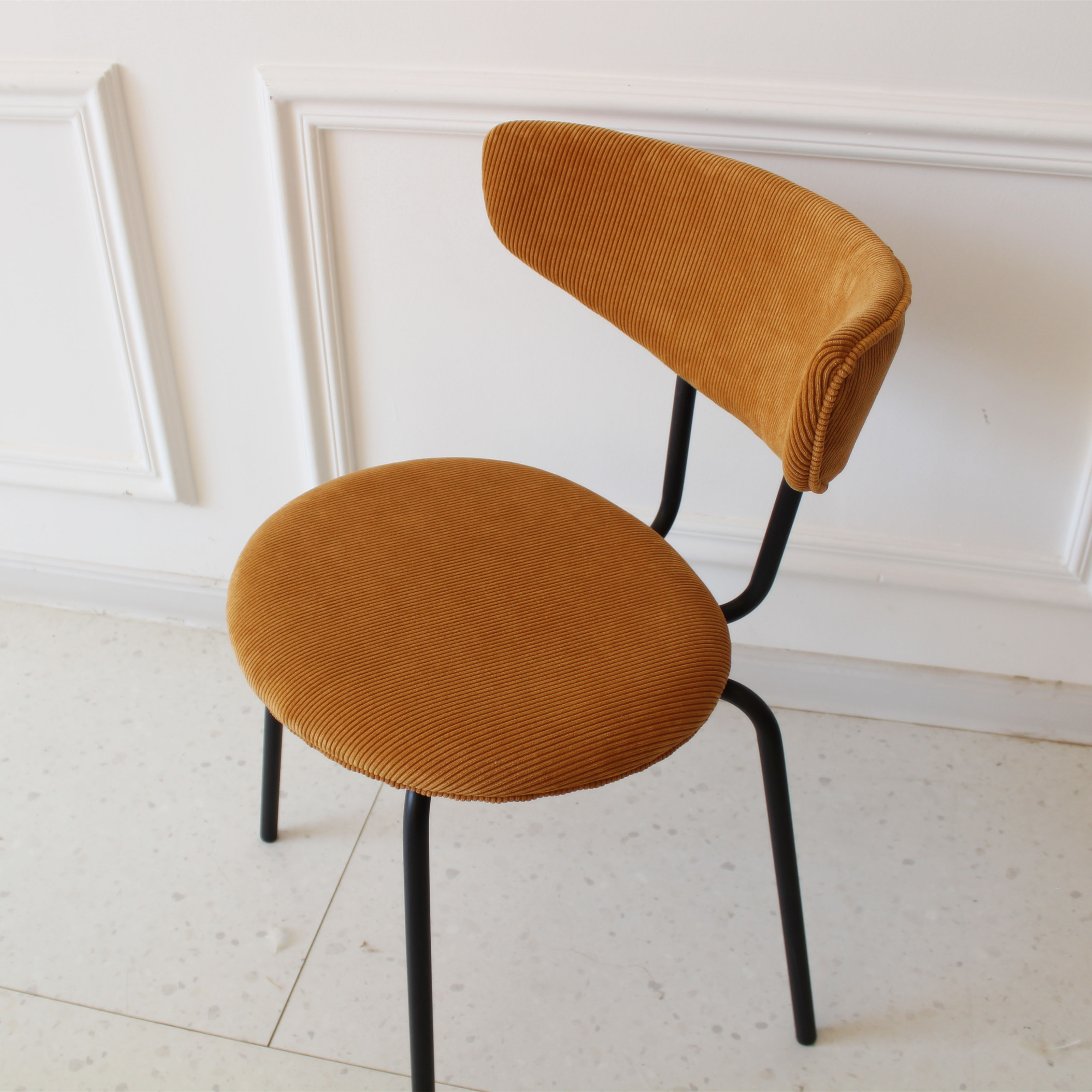 Retro Corduroy Backrest Dining Chair Medieval Home Nordic Style Dining Chair Simple Café Casual Iron Stool Spot - Taobao