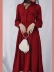 Cô gái Berlin | Cung điện cổ điển Pháp váy cổ chữ V eo cao thanh lịch trang phục váy đỏ rượu vang - Váy eo cao