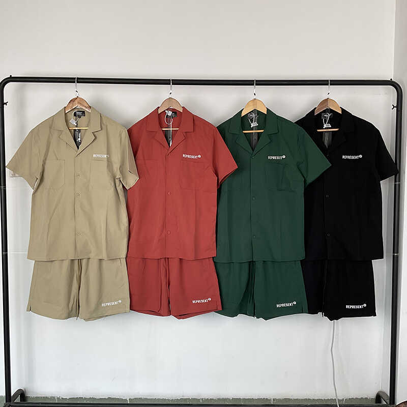 Vlone Fog Represent Trendy Retro Short-Sleeved Shirt for Men and Women, Loose Casual Versatile Shirt Jacket