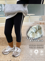 Girls all-in-one velvet leggings slim fit 2022 girls all-match casual pants baby winter clothes children thickened long pants