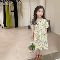 South Korean girls skirt summer dress new cotton baby baby sweet baby bubble sleeve princess skirt