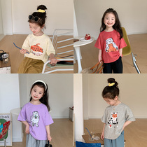 Childrens Short Sleeve T - shirt 2022 new girl cartoon pure cotton gas boy dress tide