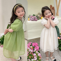 Girls dress summer dress 2022 Yang baby dress Snow White skirt Korean bubble sleeve fairy dress