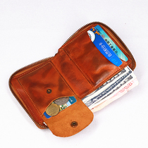 Eurostyle original retro draped hand genuine leather head layer cow leather short male wallet leather money clip zipped small card bag