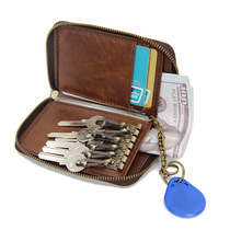 Head Layer Bull Leather Key Bag Men Genuine Leather Large Capacity Multifunction Car Containing Bag Mens Home Key Sets Women