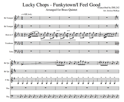 Lucky Chops幸运排骨乐队铜管五重奏 I Feel Good总谱分谱PDF视频