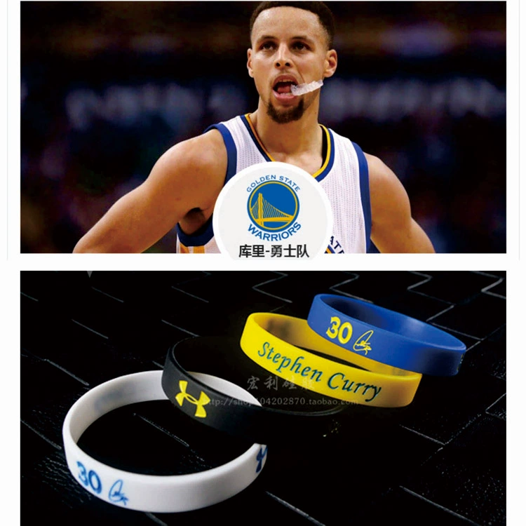 Vòng đeo tay bóng rổ Silicone All-Star Dây đeo cổ tay Kobe Curry James Owen Harden Vòng đeo tay thể thao dạ quang - Vòng đeo tay Clasp