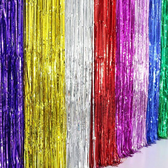 2 5 meters gold and silver red rose blue pink rain curtain balloon rain tassel laser ribbon decorative background curtain