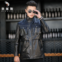 New Hainen genuine leather leather clothing male head layer pure cow leather medium long style wind clothes standout man jacket tooling jacket tide