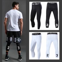 70% Basketball Sports Tight Pants Men 7 Points Tight Fit Pants Basketball Underpants Breathable High Elasticity Running Training