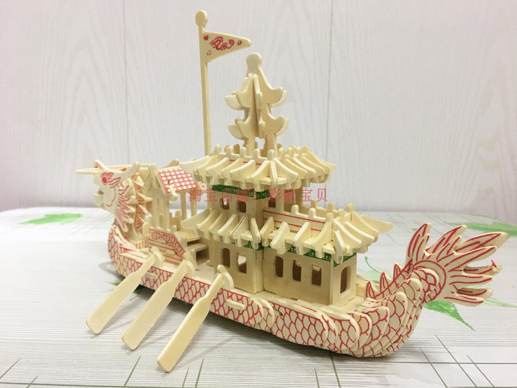 Mô hình thuyền gỗ DIY lắp ráp thủ công Lễ hội Thuyền rồng Thuyền rồng Thuyền rồng Câu đố Đồ chơi giáo dục Quà tặng Cậu bé - Chế độ tĩnh mô hình roll royce