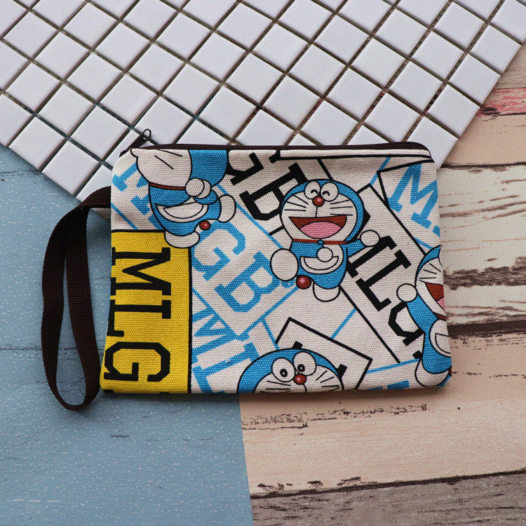 Canvas cartoon Mitch Nicky Doraemon A dream bite When a cat mansion hurls her phone with a wrist bag zero money key makeup bag bag
