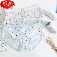 Đồ lót cotton của phụ nữ Langsha không có dấu vết ở thắt lưng bằng vải cotton chó năm cô gái dễ thương thoáng khí thoải mái - Eo cao bán đồ lót