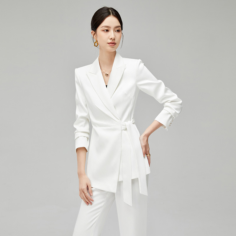 2026 Spring New Women's White Casual Blazer Professional Suit Feminine Goddess Style Waist-Cinching Suit