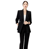 Blazer womens simple black professional commuting suit womens slim and capable high-end womens interview work suit