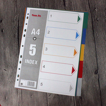 Punch clip A4-11 hole loose-leaf plastic color 5-color blank sorting paper fast plastic sorting paper spacer paper