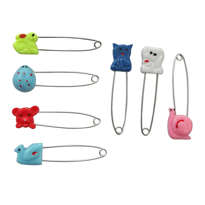 Cartoon animal shape Colorful safety pin Plastic bread head Iron buckle Safety pin