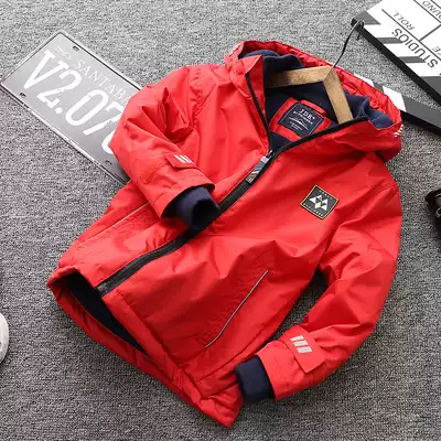 New boys plus velvet cotton-padded jacket children's thickened autumn and winter coat children's clothing cotton-padded clothing Korean version