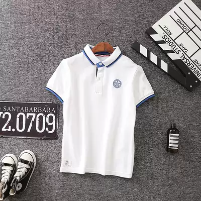 Children's POLO shirt summer short-sleeved T-shirt pure cotton boys lapel short-sleeved T-shirt new children's clothing medium and large children's half-sleeved