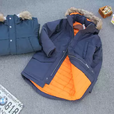 Foreign trade boys cotton padded padded clothes children long winter coat middle and big children cotton padded clothes windproof coat