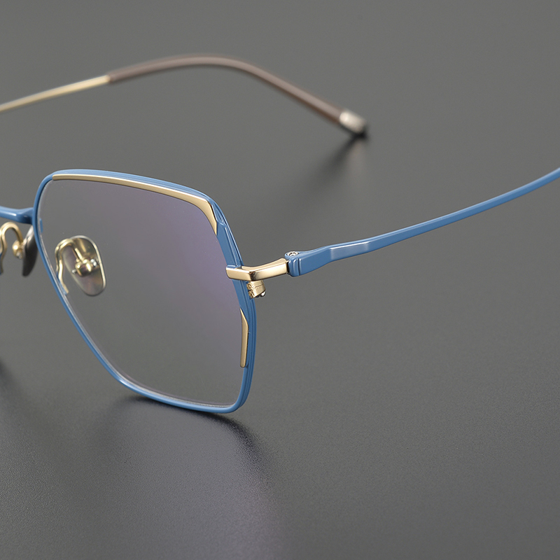 Ultra Light 8g Japan Handmade Pure Titanium Retro Art Defense Blue Light Polygon Myopia glasses frame can be discoloured-Taobao