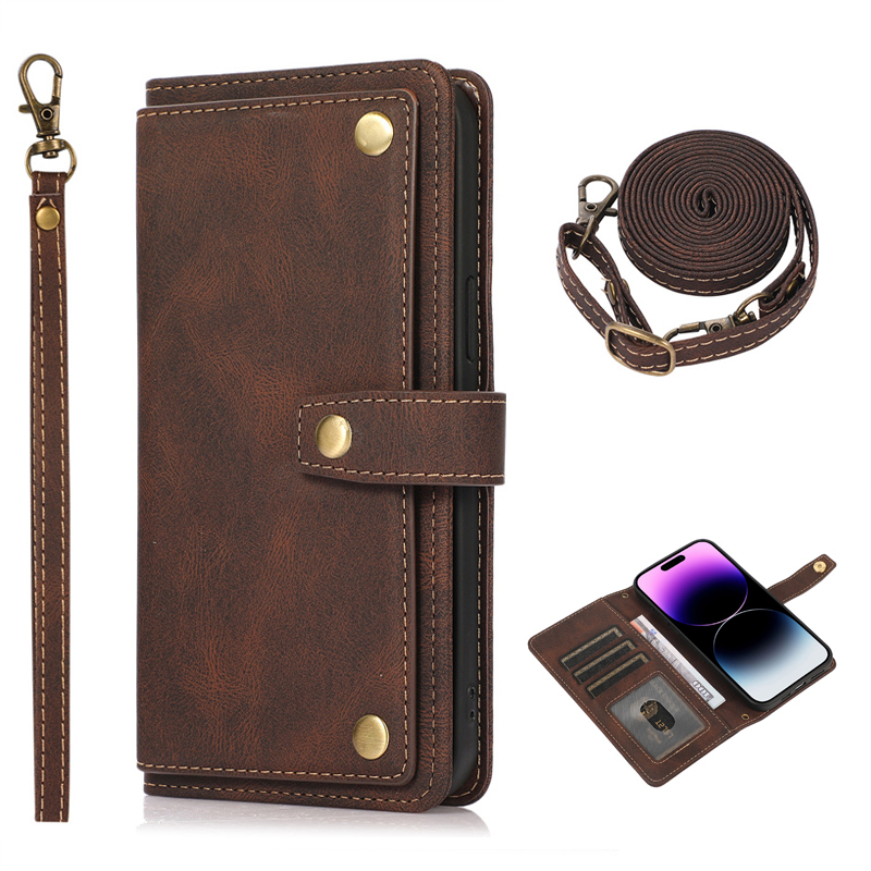 Multi-Card Slot Compatible Samsung Galaxy S24 Flip Case, S23 Wallet-Style Case, S22+ Leather Case, S21Fe Card-Insert Phone Case, S25 Ultra Crossbody Strap, 10E Shockproof, 9 Full Coverage, Note20