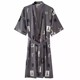 Silk nightgown men's summer short-sleeved thin ice silk sexy bathrobe men's mid-length kimono pajamas large size home service