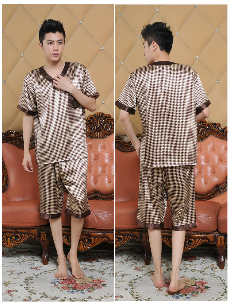 Đồ ngủ nam mùa hè băng lụa ngắn- tay quần short mỏng lụa đồ ngủ nam kích thước lớn thường lụa dịch vụ nhà phù hợp với đồ ngủ nam hàn quốc