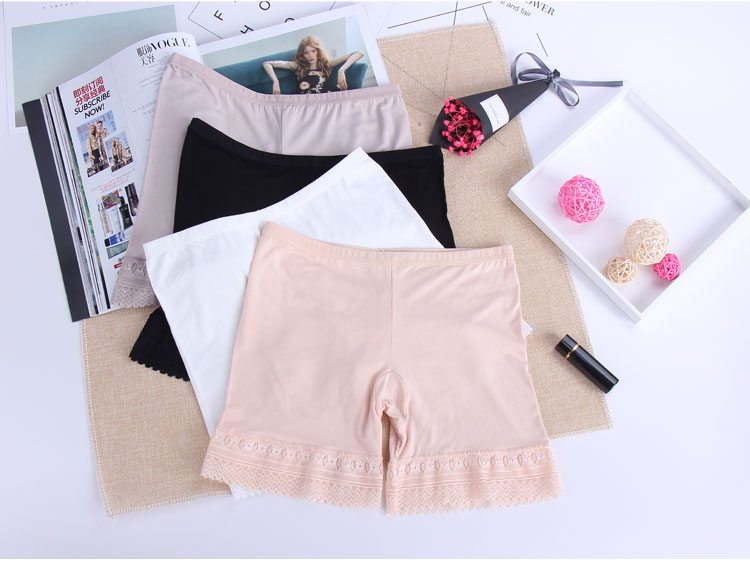 Quần an toàn chống ánh sáng mùa hè quần legging mỏng phần trắng cỡ lớn ba điểm bảo hiểm quần modal ren quần short - Quần short quần tập gym cho nữ