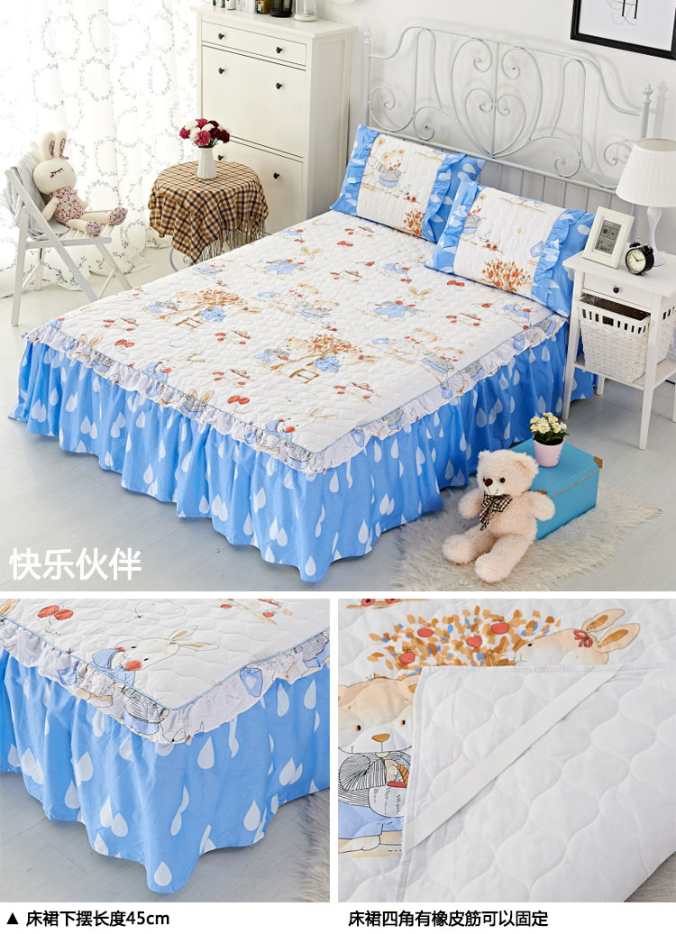 Chăn bông có đệm chống trượt giường ngủ trải giường chăn ga gối đơn miếng bông cộng với đệm bông chống trượt ga trải giường giường váy
