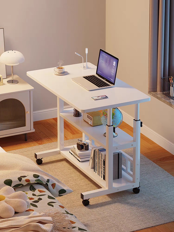 Bedside Laptop Table, Movable, Adjustable Height, Double-Layer Storage, Simple Home Use, Bedroom Sofa Side Table