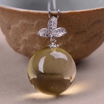 Zodiac year crystal straight natural citrine ball responds to requests pendant sweater chain jewelry gift