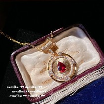 Roman court pomegranate red water drop gemstone necklace in the year of birth 18K gold plated curved brushed teardrop zircon