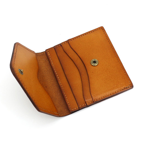 日韩原创植鞣牛皮零钱包女真皮复古信封小卡包手工薄款短款钱夹男