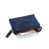 Japanese and Korean original vegetable tanning leather key bag male zipper key ring coin wallet first layer cowhide drivers license bag card bag female