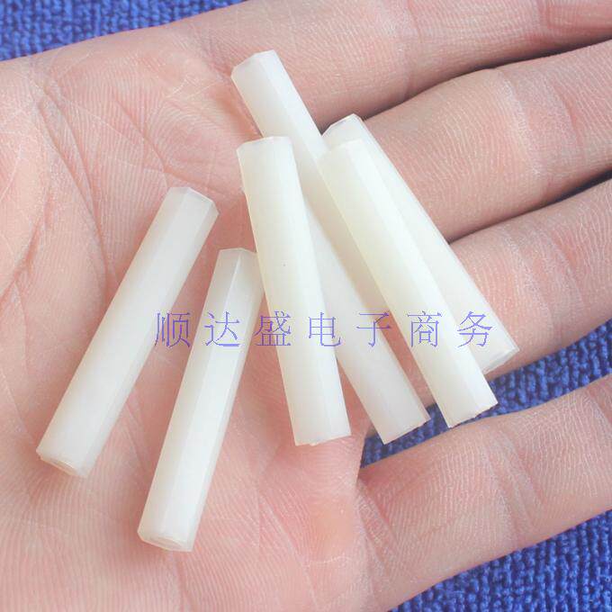 M4 white PA double-pass nylon column straight-through plastic stud PCB sheet all-pass hexagonal support column spacer column