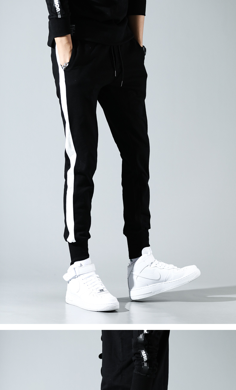 Gurbaks nam mùa đông xu hướng Hàn Quốc quần skinny chân Harlan quần sọc thời trang quan jean nam