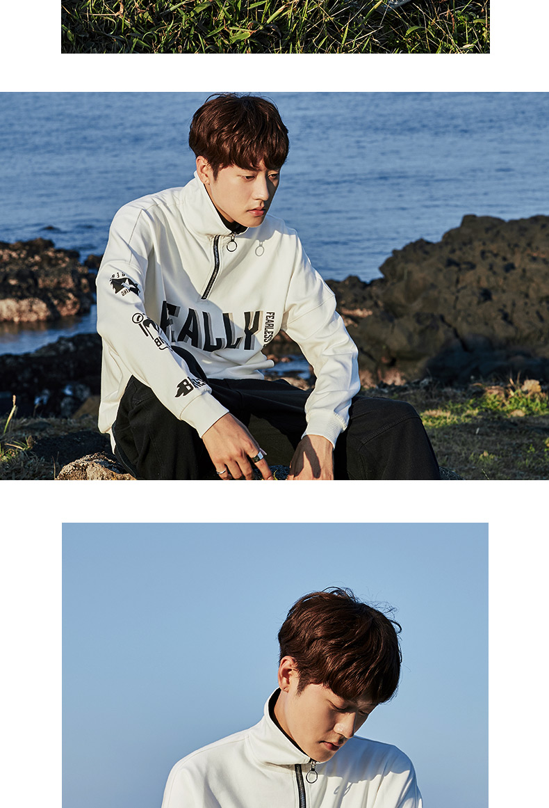 Gurbaks nửa zip áo len dài tay nam phiên bản Hàn Quốc của áo sơ mi rộng mùa thu đông áo hoodie xám