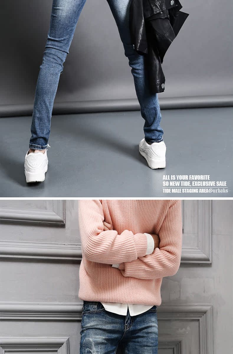 Quần jeans nam mùa thu Gurbaks phiên bản Hàn Quốc của quần thời trang Slim quần nam có lỗ thun nam quần jean nam