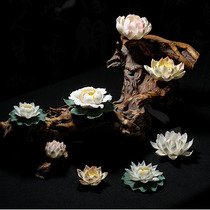Ceramic flowers handmade Lotus line arch Buddha incense insert Zen poinser scented tea ceremony