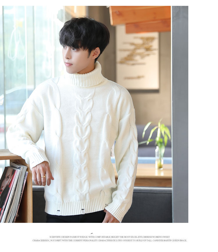 Ins mùa đông áo len cao cổ nam sinh viên Hàn Quốc dày lên áo len đỏ lỏng áo len xoắn áo len nam shop thời trang nam