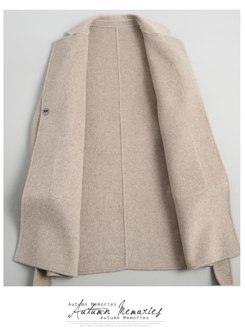 2018 áo khoác cashmere hai mặt mới cho nữ mùa thu và mùa đông Slim Hepburn áo khoác len ngắn nhỏ trong phần dài áo khoác lông vũ nữ